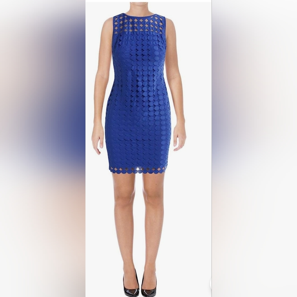 Lauren Ralph Lauren Blue Geometric Dress Size 14P